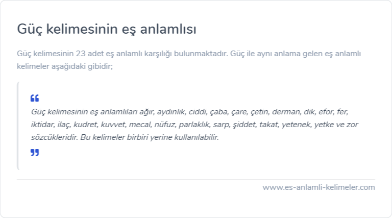 Güç eş anlamlısı ne?