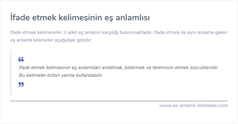 İfade etmek eş anlamlısı ne?