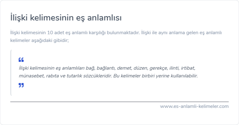 İlişki eş anlamlısı