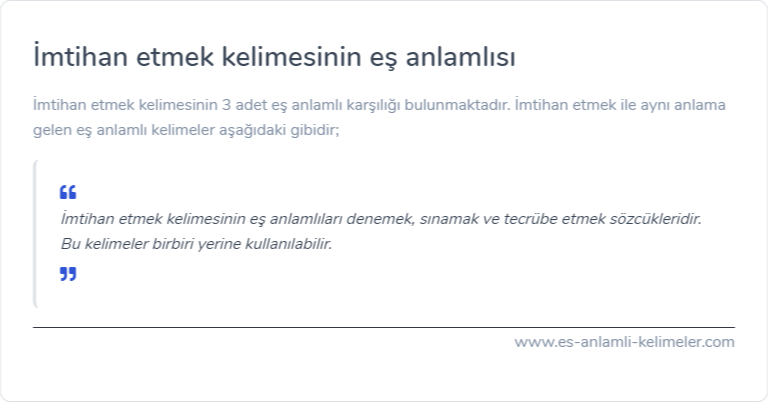 İmtihan etmek eş anlamlısı nedir?