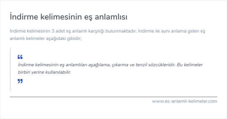 İndirme eş anlamlısı nedir?