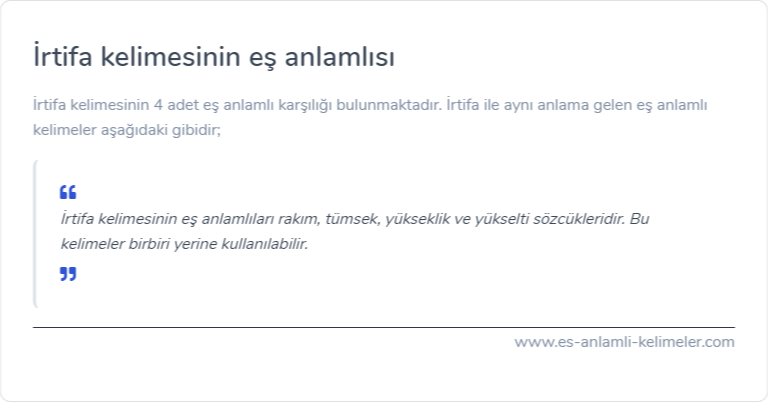 İrtifa eş anlamlısı ne?