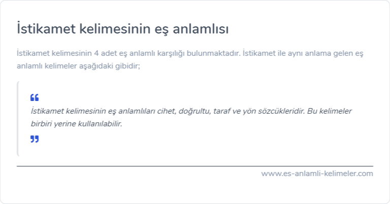 İstikamet kelimesinin eş anlamlısı nedir?