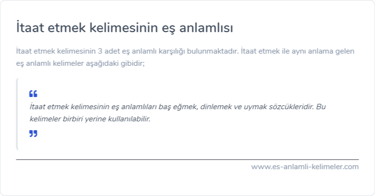 İtaat etmek eş anlamlısı nedir?