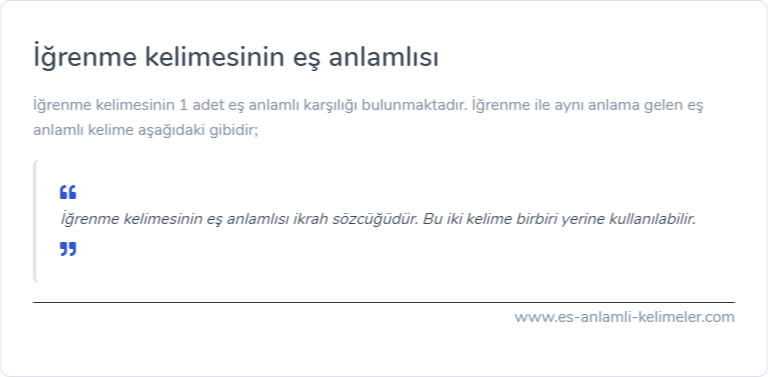 İğrenme kelimesinin eş anlamlısı ne?