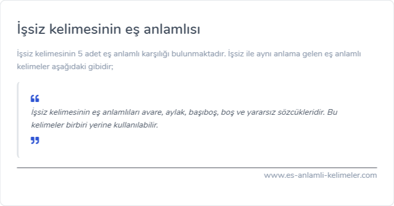 İşsiz eş anlamlısı ne?