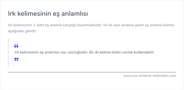Irk eş anlamlısı