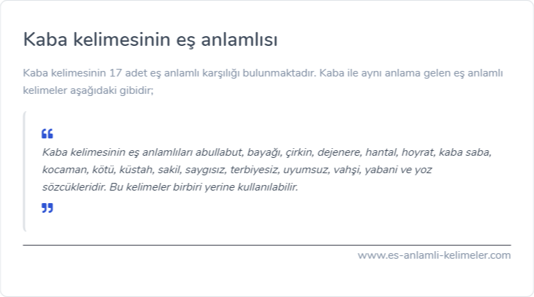Kaba eş anlamlısı