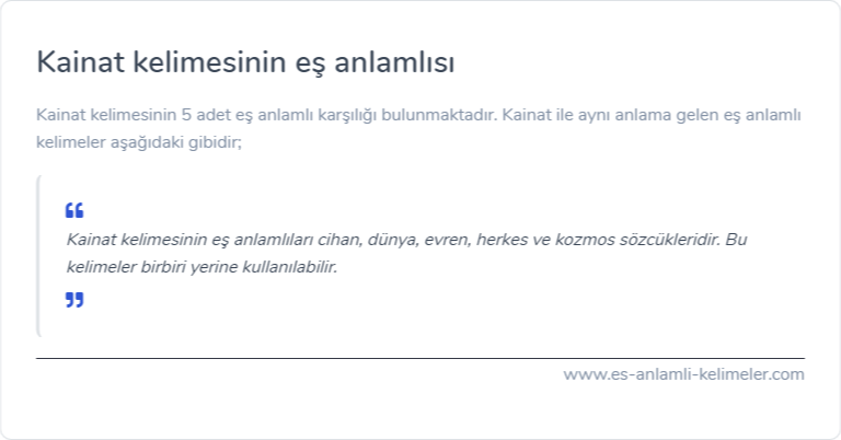 Kainat eş anlamlısı