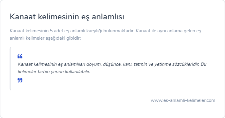 Kanaat kelimesinin eş anlamlısı