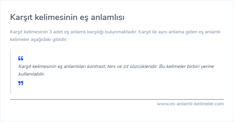 Karşıt eş anlamlısı