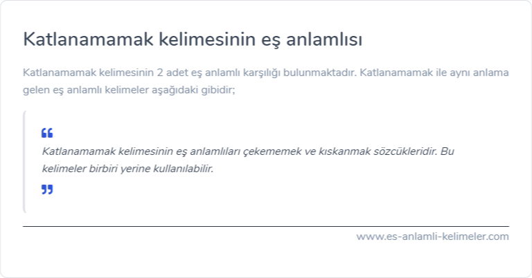 Katlanamamak eş anlamlısı nedir?