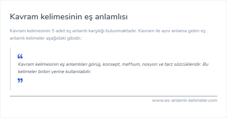 Kavram kelimesinin eş anlamlısı ne?