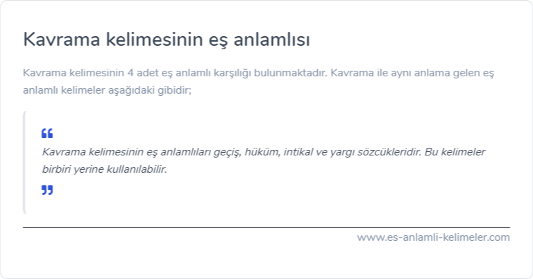 Kavrama eş anlamlısı ne?