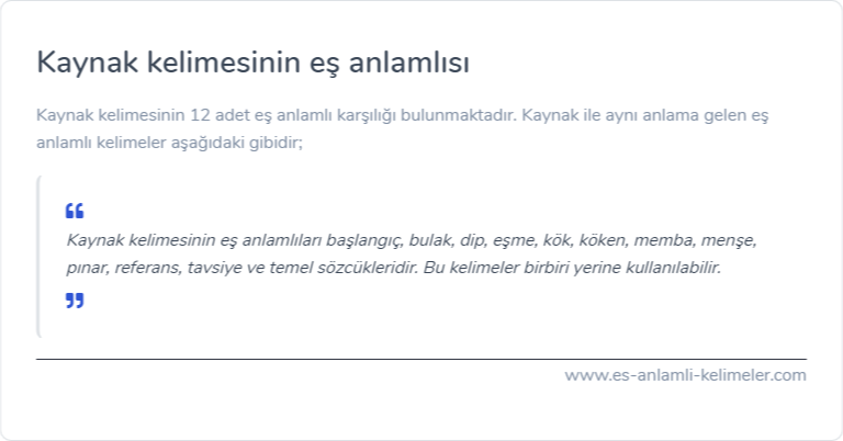 Kaynak eş anlamlısı