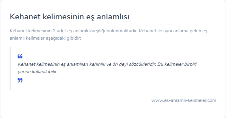 Kehanet eş anlamlısı nedir?