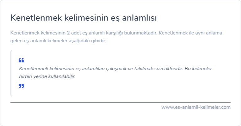 Kenetlenmek kelimesinin eş anlamlısı ne?