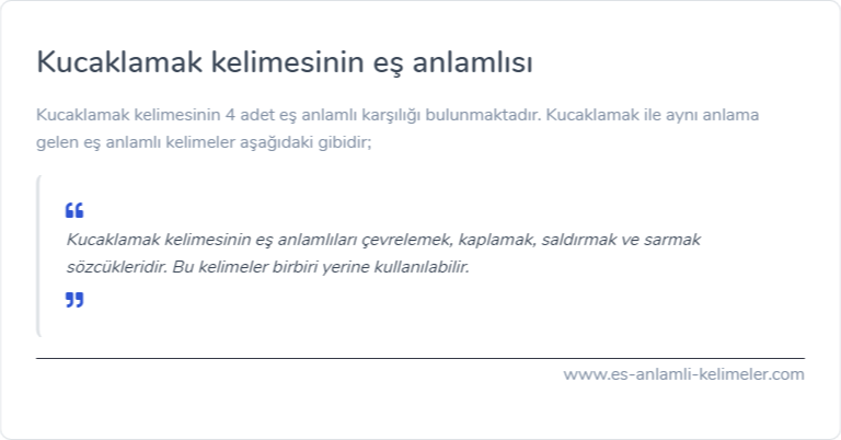Kucaklamak kelimesinin eş anlamlısı nedir?