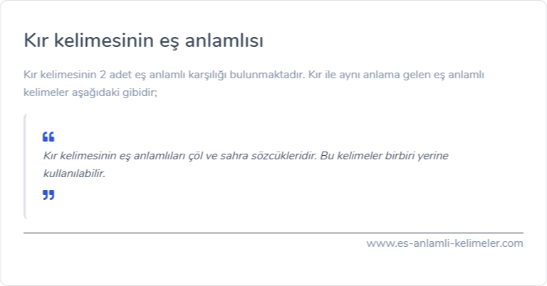 Kır eş anlamlısı ne?
