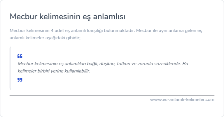 Mecbur kelimesinin eş anlamlısı ne?