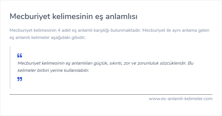 Mecburiyet kelimesinin eş anlamlısı
