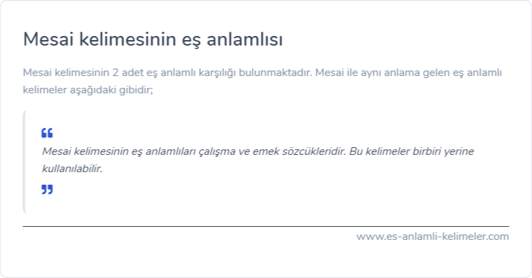 Mesai eş anlamlısı