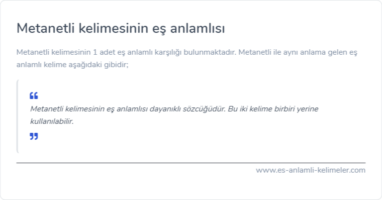 Metanetli kelimesinin eş anlamlısı nedir?