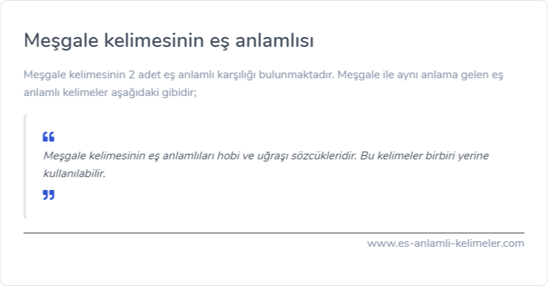 Meşgale eş anlamlısı