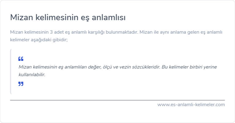 Mizan eş anlamlısı nedir?