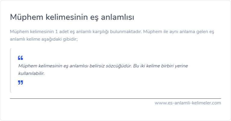 Müphem eş anlamlısı