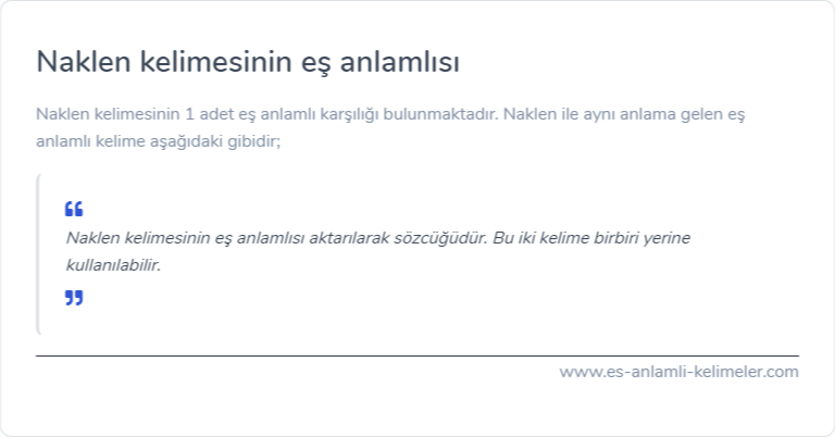 Naklen eş anlamlısı ne?