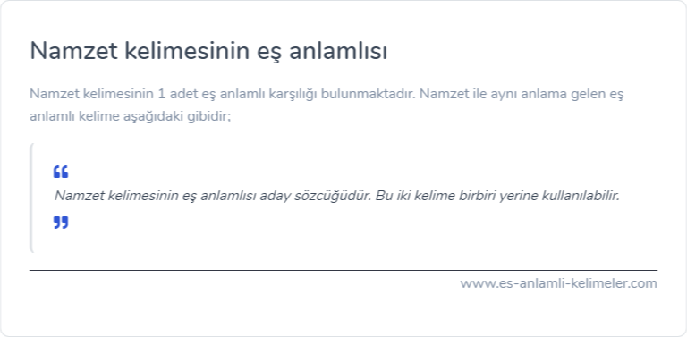 Namzet eş anlamlısı