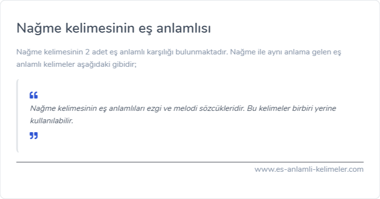 Nağme kelimesinin eş anlamlısı