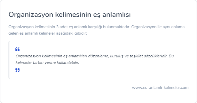 Organizasyon eş anlamlısı