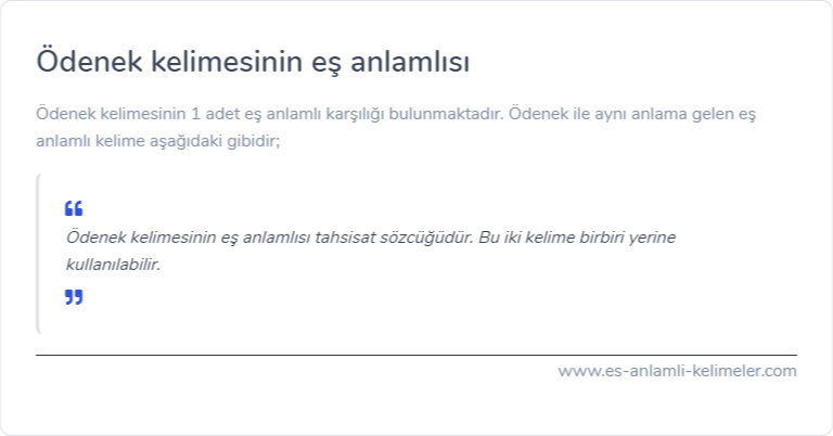 Ödenek kelimesinin eş anlamlısı ne?