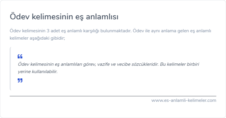 Ödev kelimesinin eş anlamlısı ne?
