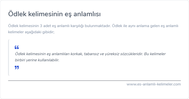 Ödlek eş anlamlısı ne?
