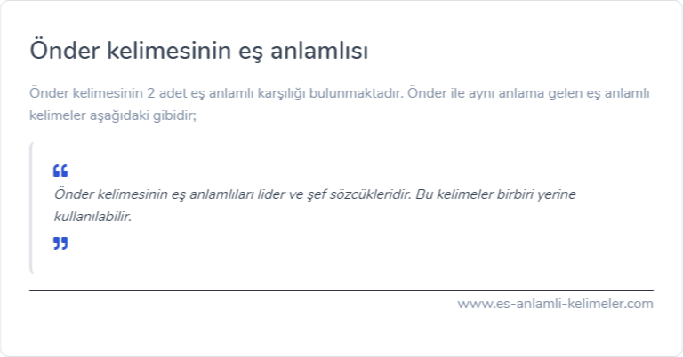 Önder eş anlamlısı ne?