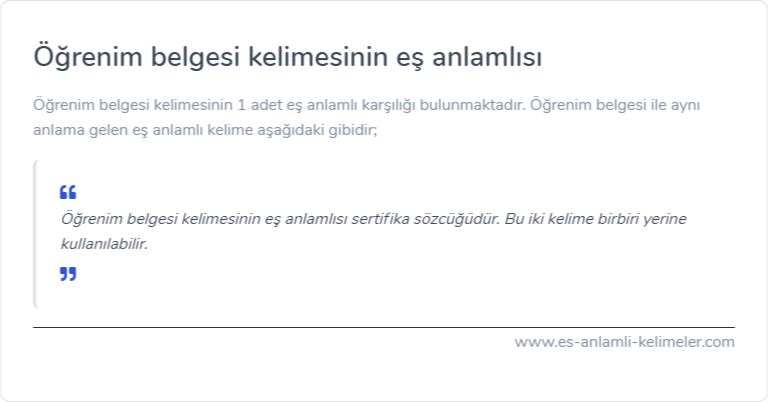 Öğrenim belgesi eş anlamlısı ne?