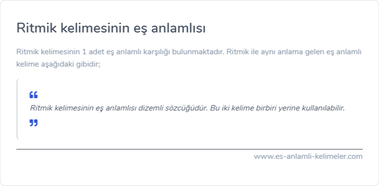 Ritmik kelimesinin eş anlamlısı