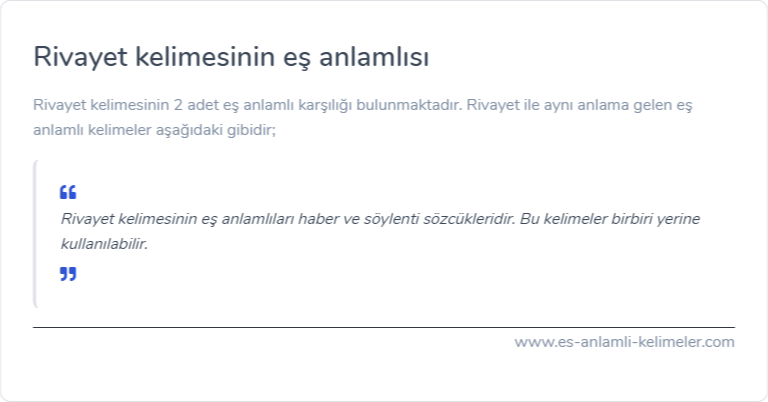 Rivayet eş anlamlısı