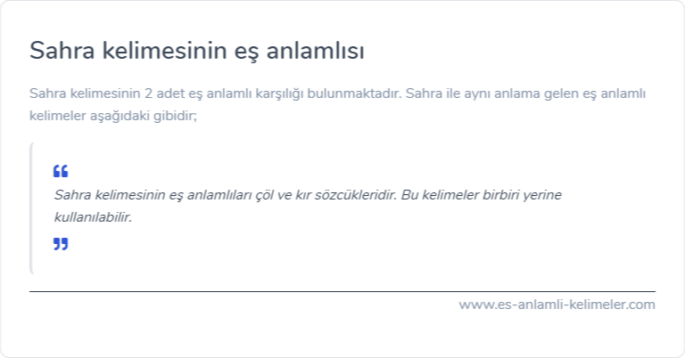 Sahra kelimesinin eş anlamlısı ne?