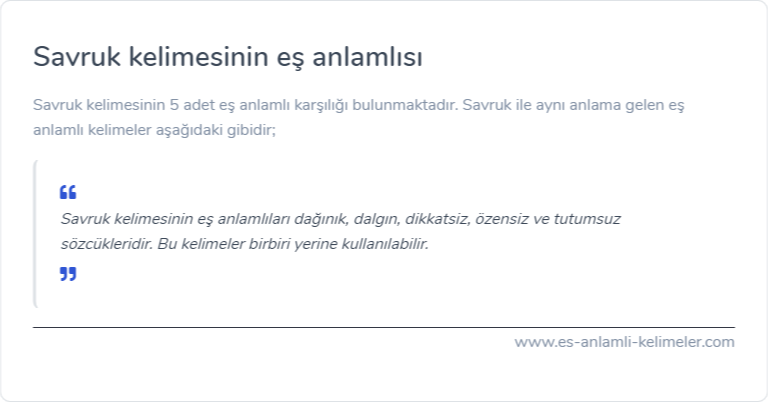 Savruk eş anlamlısı