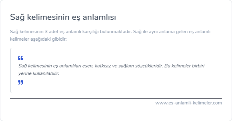 Sağ eş anlamlısı ne?