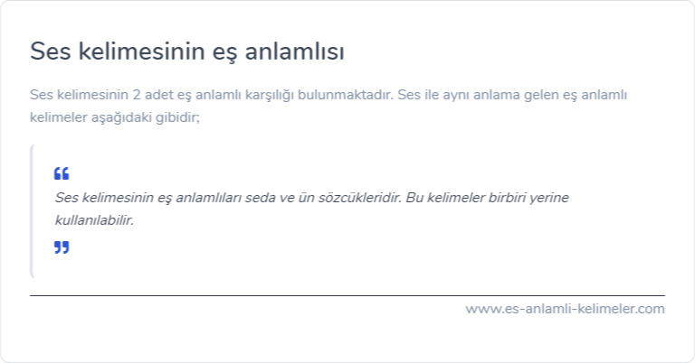 Ses eş anlamlısı nedir?