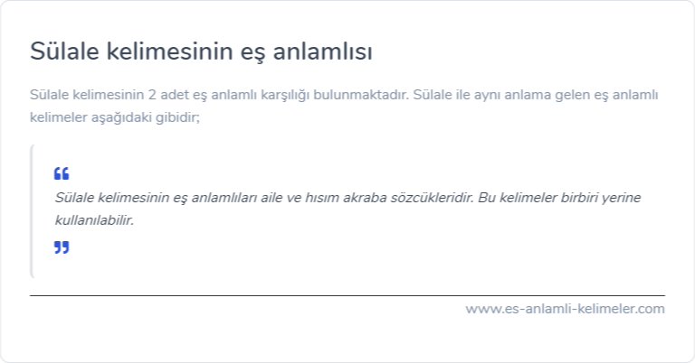 Sülale eş anlamlısı ne?