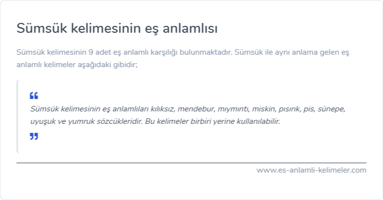 Sümsük eş anlamlısı ne?