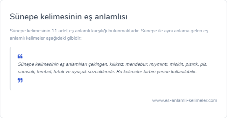Sünepe eş anlamlısı