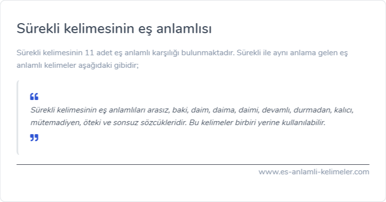 Sürekli eş anlamlısı