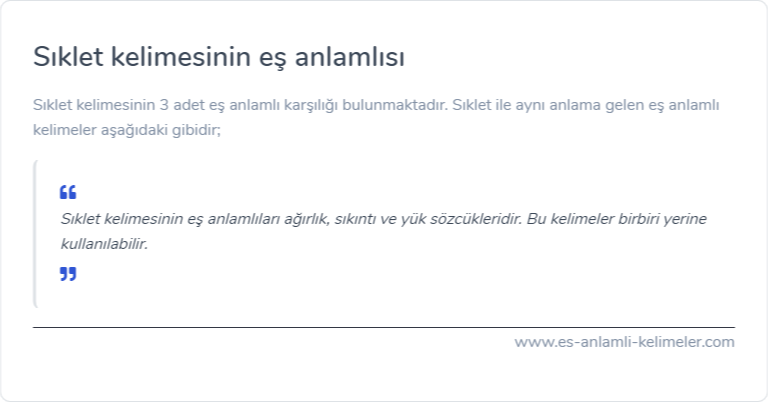 Sıklet kelimesinin eş anlamlısı ne?